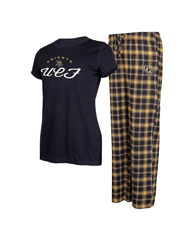 Women's Concepts Sport Black, Gold Ucf Knights Arctic T-shirt and Flannel Pants Sleep Set