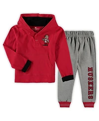 Toddler Boys Colosseum Scarlet, Heathered Gray Nebraska Huskers Poppies Hoodie and Sweatpants Set