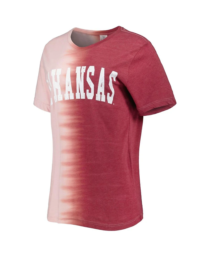 Women's Gameday Couture Cardinal Distressed Arkansas Razorbacks Find Your Groove Split-Dye T-shirt