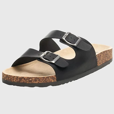 Alpine Swiss Mens Double Strap Casual Slides Flat Sandals