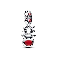 Pandora Cubic Zirconia Nose Reindeer Murano Dangle Charm