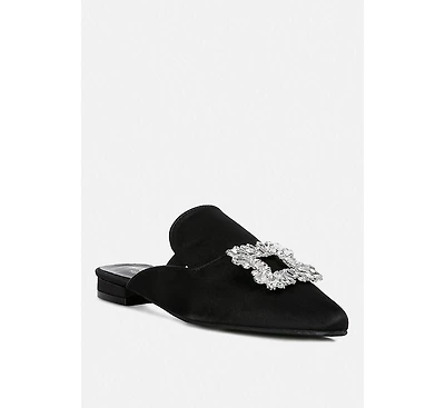 Perrine Womens Diamante Brooch Slip On Mules