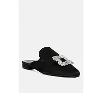 Perrine Womens Diamante Brooch Slip On Mules