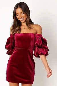 Petal and Pup Womens Dali Off Shoulder Velvet Mini Dress