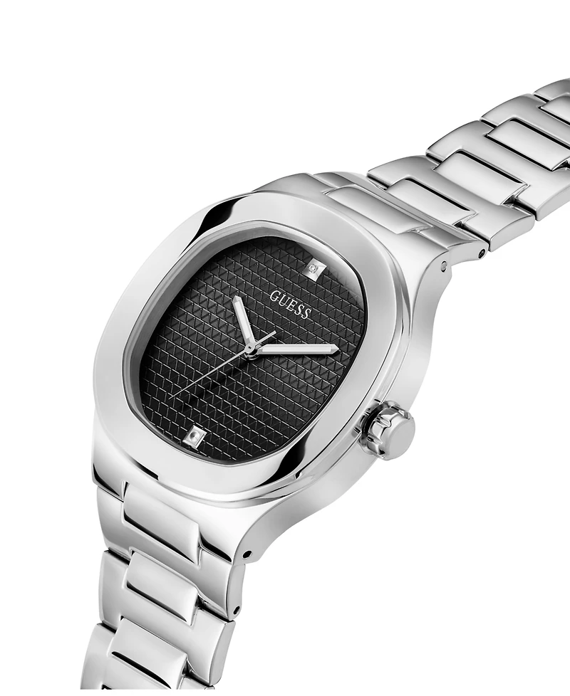 Guess Men's Analog Silver-Tone Stainless Steel Watch 42mm