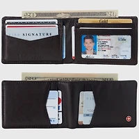 Alpine Swiss Mens Slimfold Wallet Rfid Safe Bifold Genuine Leather Id Window
