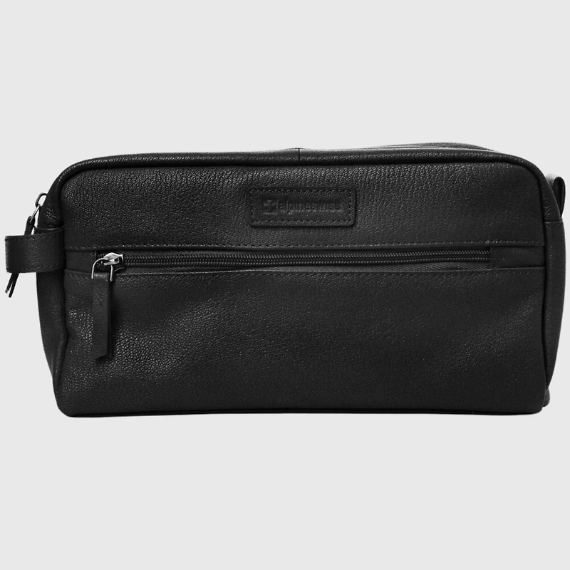 AlpineSwiss Sedona Toiletry Bag Genuine Leather Shaving Kit Dopp Travel Case