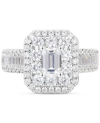 Diamond Emerald-Cut Double Halo Engagement Ring (2 ct. t.w.) in 14k White Gold