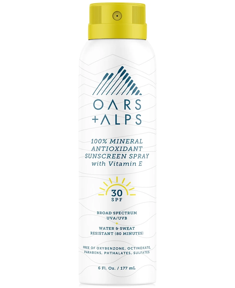 Oars + Alps 100% Mineral Antioxidant Sunscreen Spray Spf 30, 6 oz.