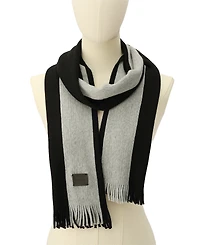 Calvin Klein Men's Thick Wool Blend Side Stripe Logo Scarf