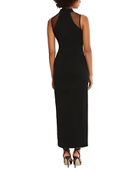 Donna Morgan Women's Mock-Neck Sleeveless Slit-Front Dress