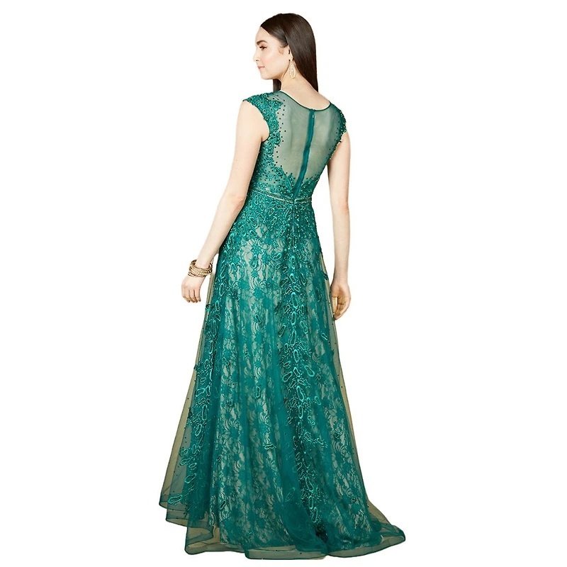 Women's Inspired Lace Gown with Cap Sleeves