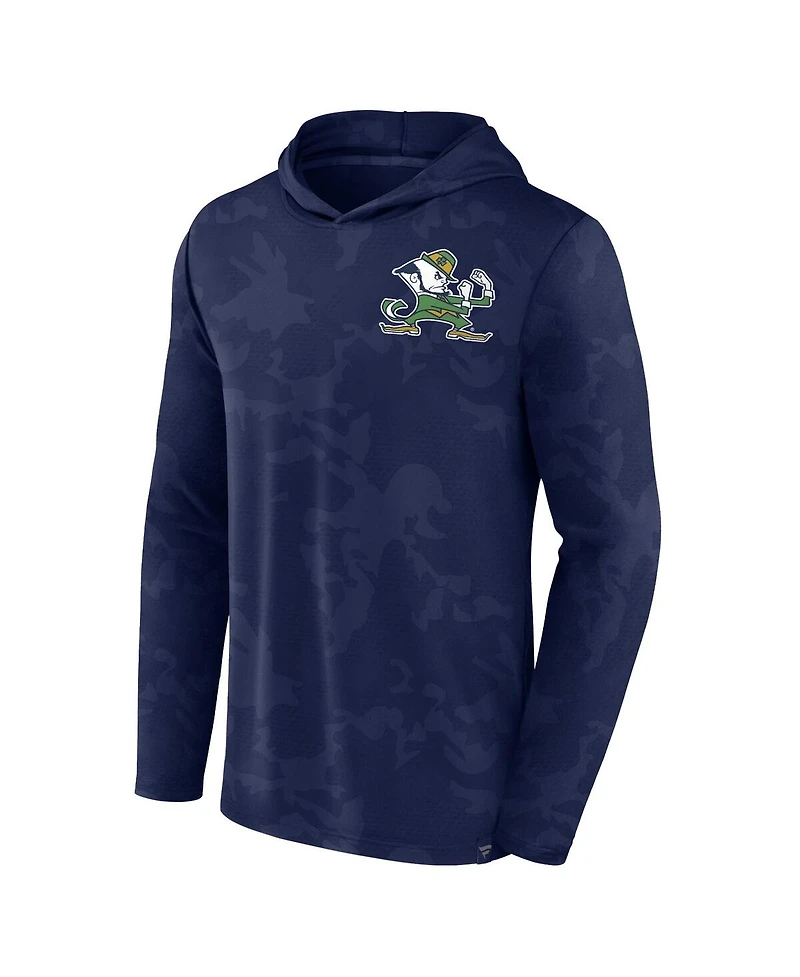 Men's Fanatics Navy Notre Dame Fighting Irish Camo Hoodie Long Sleeve T-shirt