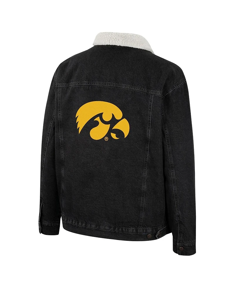 Men's Colosseum x Wrangler Charcoal Iowa Hawkeyes Western Button-Up Denim Jacket