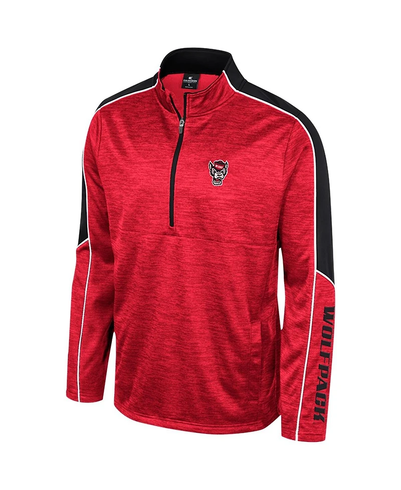 Men's Colosseum Red Nc State Wolfpack Marled Half-Zip Jacket