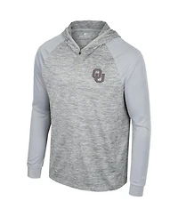 Men's Colosseum Gray Oklahoma Sooners Cybernetic Raglan Quarter-Zip Hooded Top