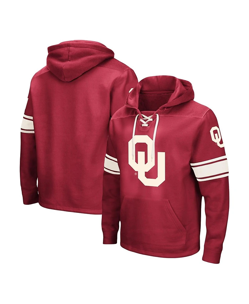 Men's Colosseum Crimson Oklahoma Sooners Big and Tall Hockey Lace-Up Pullover Hoodie