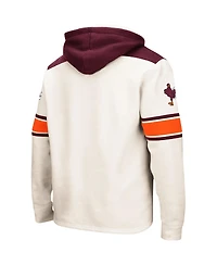 Men's Colosseum Cream Virginia Tech Hokies Lace-Up 2.0 Pullover Hoodie