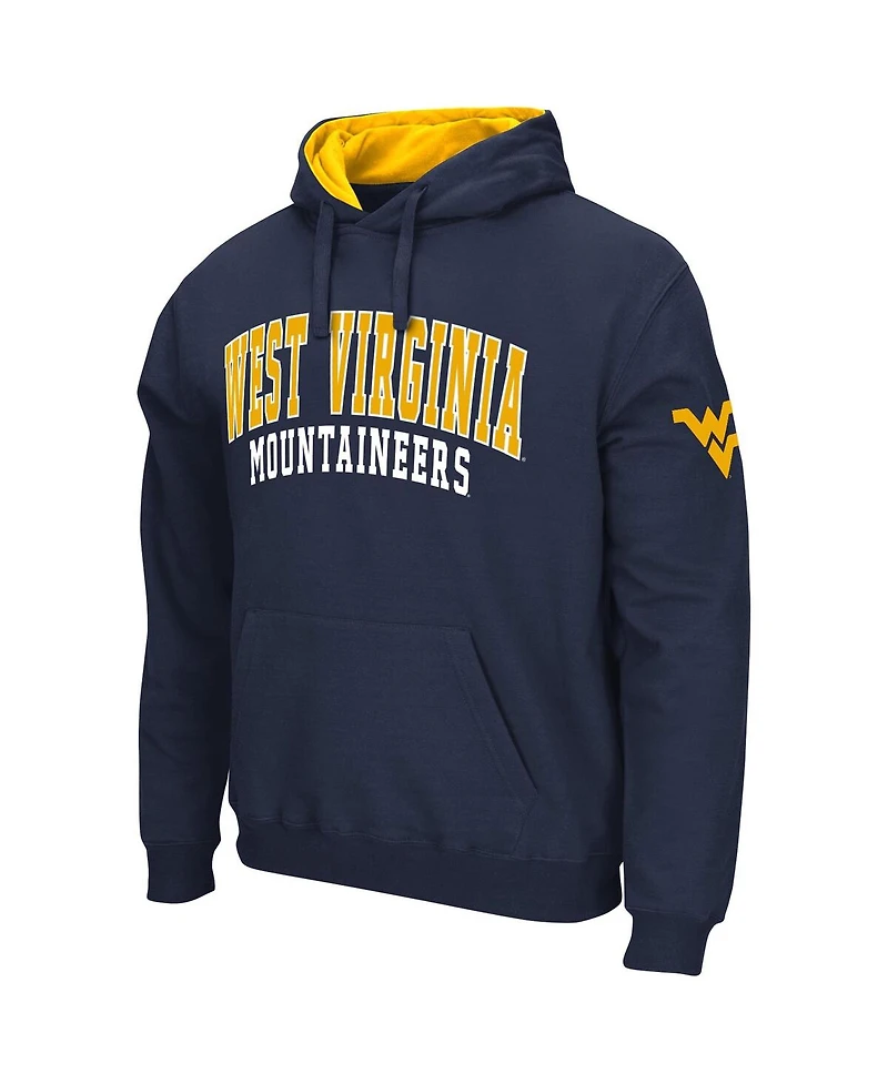 Men's Colosseum Navy West Virginia Mountaineers Double Arch Pullover Hoodie