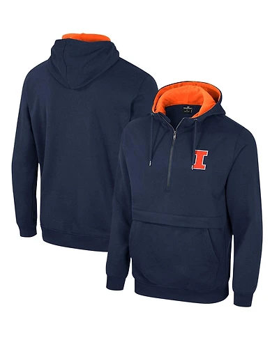 Men's Colosseum Navy Illinois Fighting Illini Half-Zip Hoodie