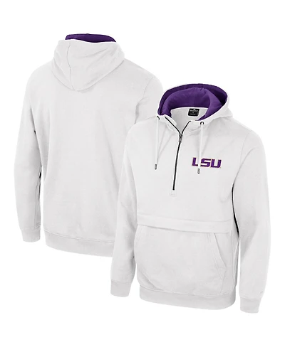 Men's Colosseum White Lsu Tigers Half-Zip Hoodie