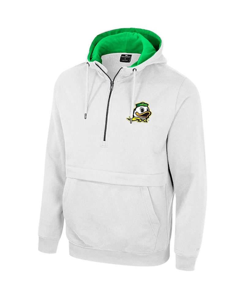 Men's Colosseum White Oregon Ducks Half-Zip Hoodie
