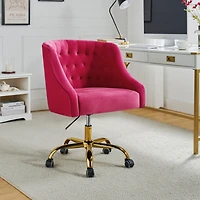 Hulala Home Modern Cute Velvet Desk Chair with Gold Base for Living Room,Bedroom