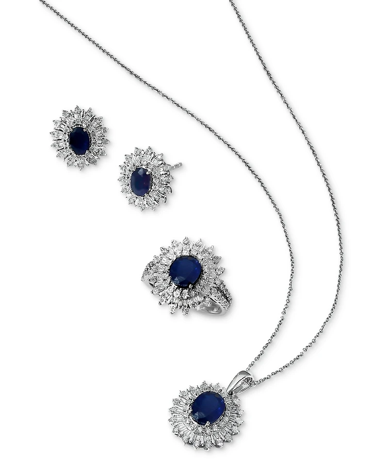 Effy Sapphire (1/3 ct. t.w.) & Diamond Stud Earrings 14k White Gold. (Also available Ruby and Emerald)