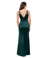 Blondie Nites Juniors' Draped Satin Column Gown