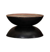 Coffee Table Solid Reclaimed Wood Black Base 23.6"x23.6"x13"