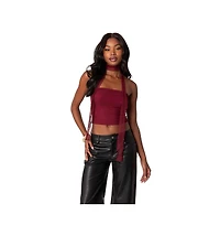 Women's Gathered two piece mesh scarf top