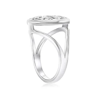 Sterling Silver Round Larimar Filigree Design Ring