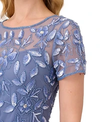 Adrianna Papell Floral-Beaded Gown