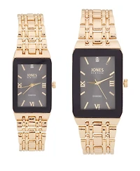 Jones New York Men and Women's Analog Shiny Gold-Tone Metal Bracelet His Hers Watch 40mm, 32mm Gift Set