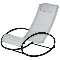 Outsunny Outdoor Patio Rocker Chair w/ Removeable Pillow & Safety Stoppers Porch Grey