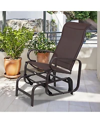 Outsunny Gliding Lounger Chair, Outdoor Swinging Chair with Smooth Rocking Arms and Lightweight Construction for Patio Backyard, Brown