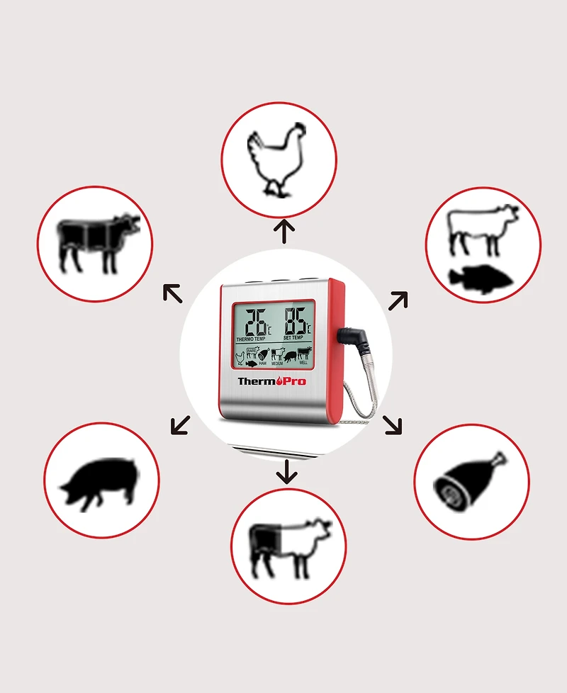 ThermoPro Pack of 1 TP16W Digital Meat Cooking Smoker Kitchen Grill Bbq Thermometer