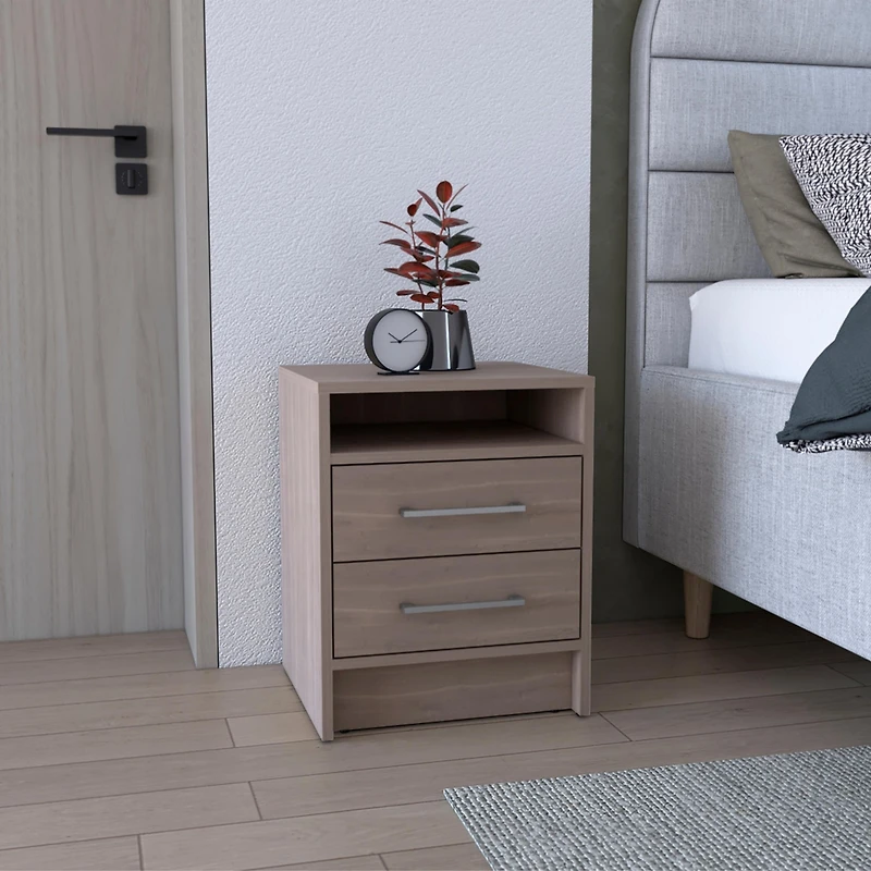 Depot E-shop Leyva Nightstand, Two Drawers, Superior Top