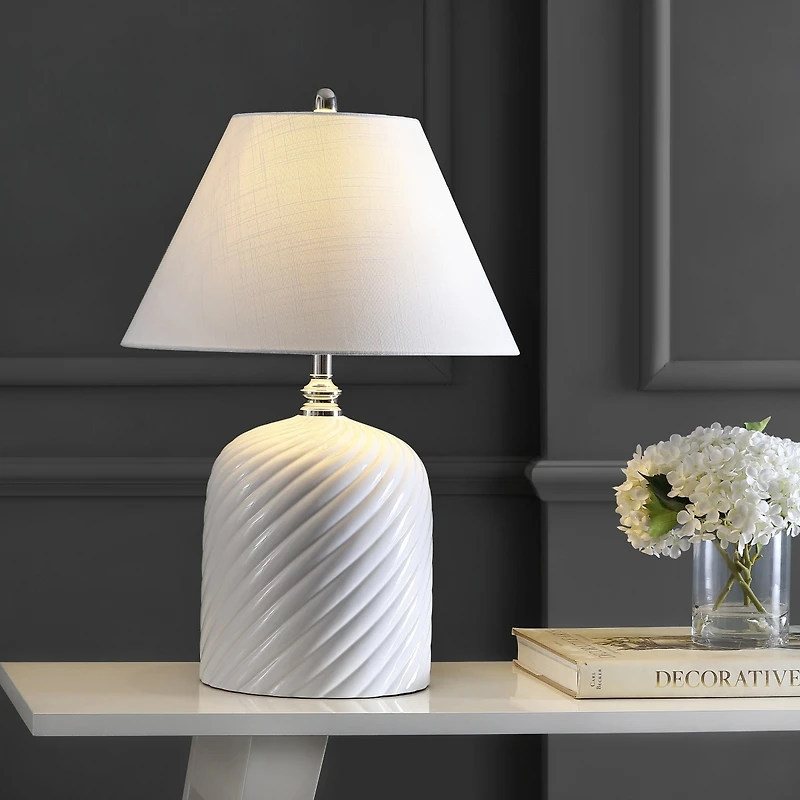 Serge Swirl Ceramic Bohemian Glam Led Table Lamp