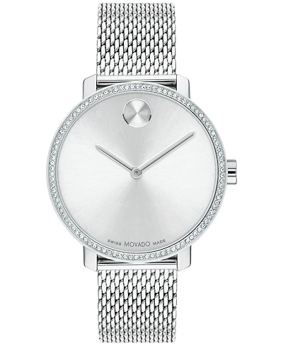 Movado Women's Swiss Bold Shimmer Stainless Steel Mesh Bracelet Watch 34mm