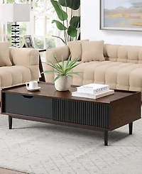 Manhattan Comfort Duane 2-Piece Ribbed End Table and Coffee Set