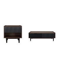 Manhattan Comfort Duane 2-Piece Ribbed End Table and Coffee Set