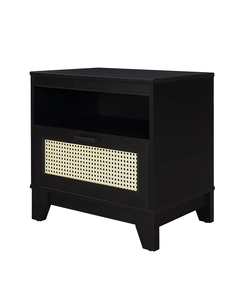 Manhattan Comfort Sheridan 2-Piece 1-Drawer Cane Nightstand Set