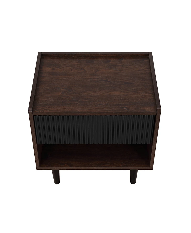 Manhattan Comfort Duane 20.23" Ribbed 1-Drawer Nightstand
