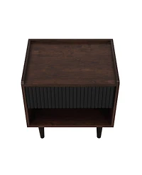 Manhattan Comfort Duane 20.23" Ribbed 1-Drawer Nightstand