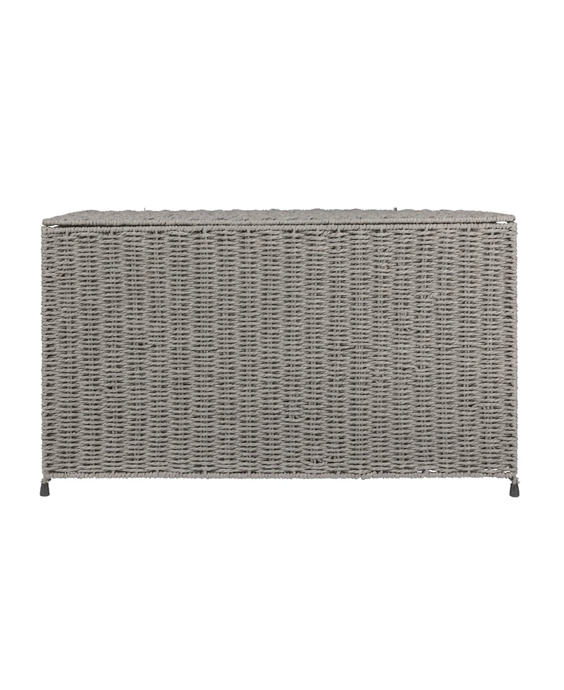 Household Essentials Woven Paper Rope Storage Chest with Hinged Lid and Integrated Handles