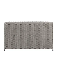 Household Essentials Woven Paper Rope Storage Chest with Hinged Lid and Integrated Handles