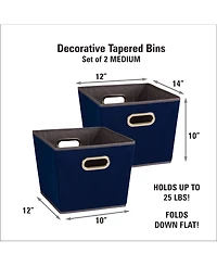 Household Essentials Medium Tapered Bins, 2 pc Set, Navy