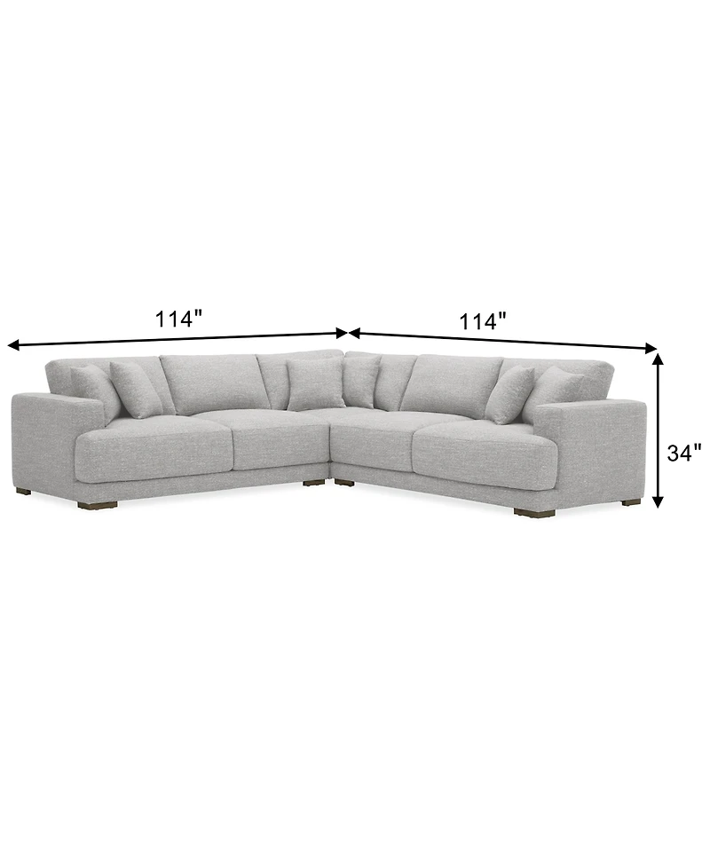 Closeout! Vasher 114" 3-Pc. Fabric Sectional Sofa, Created for Macy's