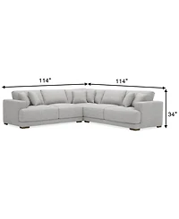 Closeout! Vasher 114" 3-Pc. Fabric Sectional Sofa, Created for Macy's